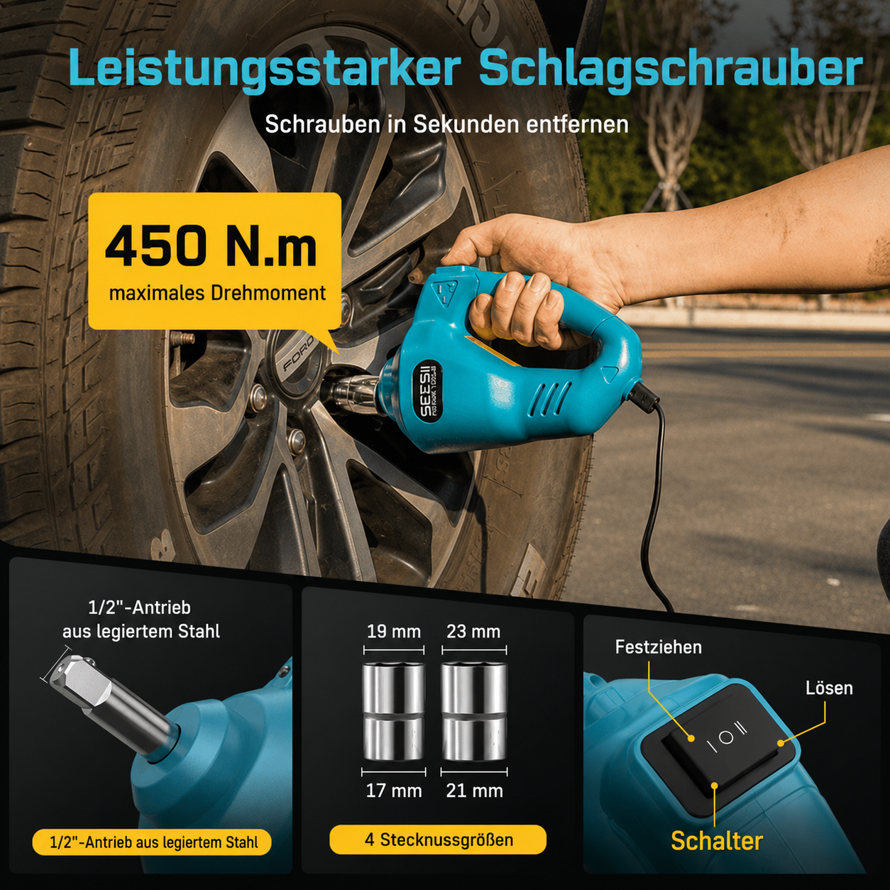 SEESII Schlagschrauber und Kompressor im Einsatz